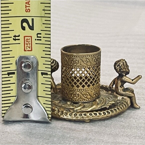 Baroque Cherub Hors D’oeuvres Pick Holder W 8 Theater Face Picks Gold Tone - Picture 7 of 12